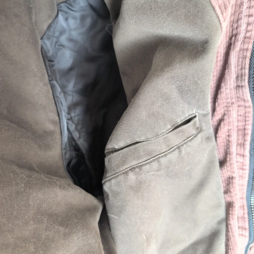 Vintage Banana Republic Gray Canvas Barn Chore Coat Corduroy Pockets Size S Work